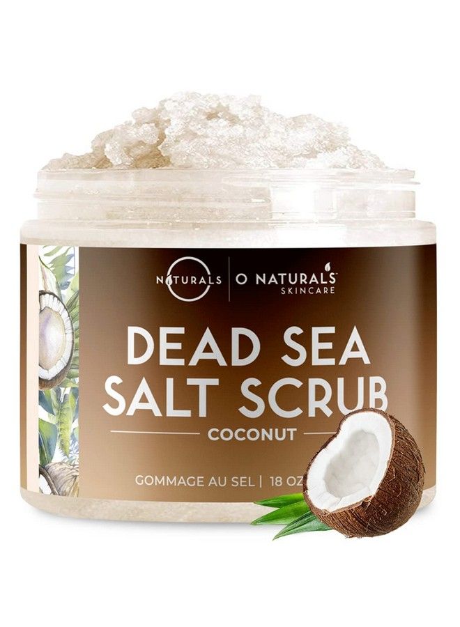Exfoliating Coconut Oil Dead Sea Salt Deepcleansing Face & Body Scrub. Anticellulite Tones Helps Oily Skin Acne Ingrown Hairs & Dead Skin Remover. Essential Oils Sweet Almond 18Oz
