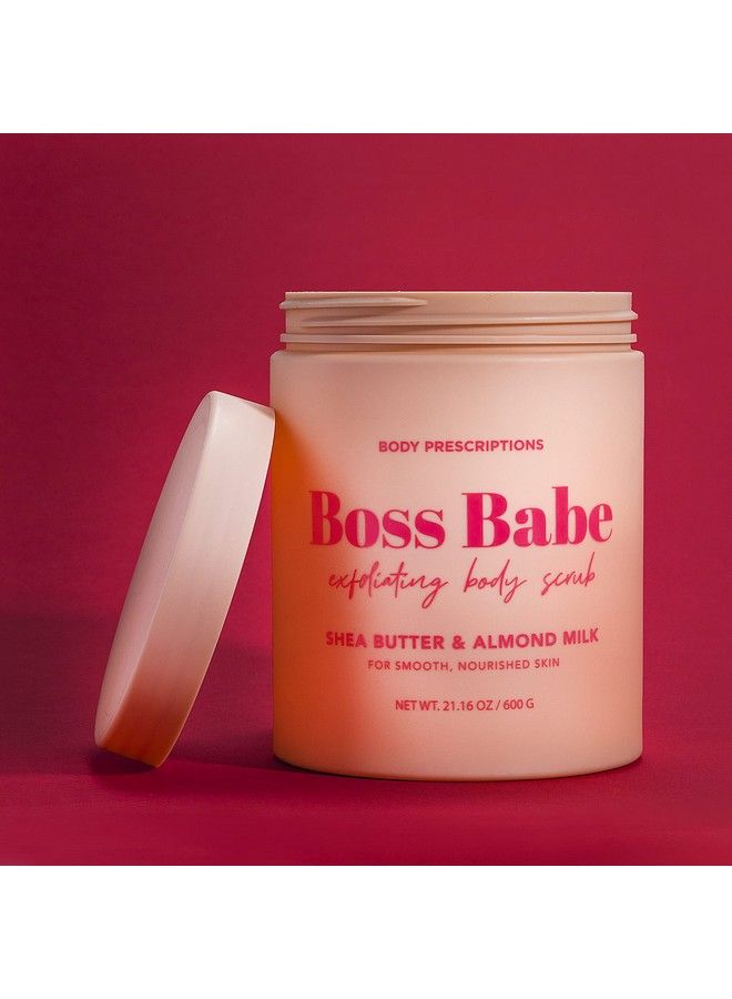 Pink “Boss Babe” Body Scrub Exfoliating Body Wash for Nourished and Ultra Smooth Skin Cleanser Infused with Shea Butter and Almond Milk