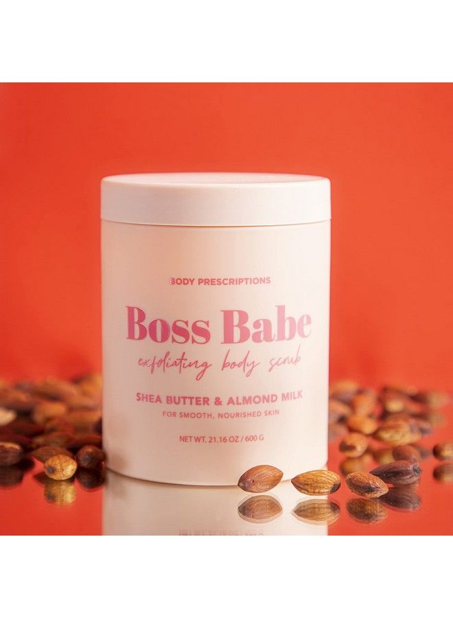 Pink “Boss Babe” Body Scrub Exfoliating Body Wash for Nourished and Ultra Smooth Skin Cleanser Infused with Shea Butter and Almond Milk