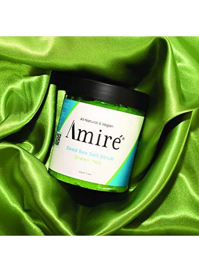 Green Tea Dead Sea Salt Body Scrub. All Natural Body Polish. Infused With Argan Peppermint And Sunflower Oil.