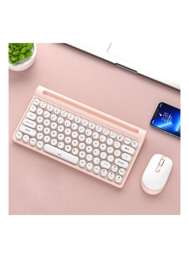 2.4G Wireless Mouse and Keyboard Set 78-Key Membrane Keyboard 1600dpi Rechargeable Mute Cross-border Spot Batch (Pink)