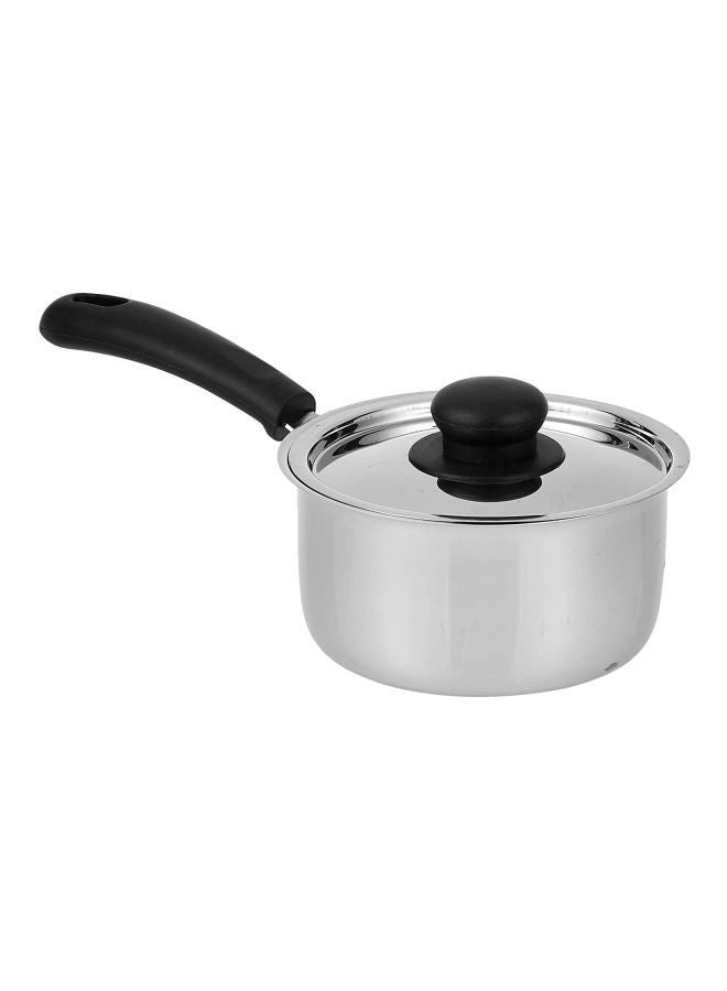 Stainless Steel Saucepan With Lid Silver/Black 16cm