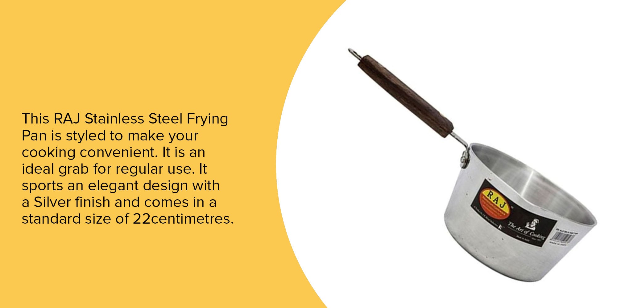 Stainless Steel Frying Pan Silver 22cm