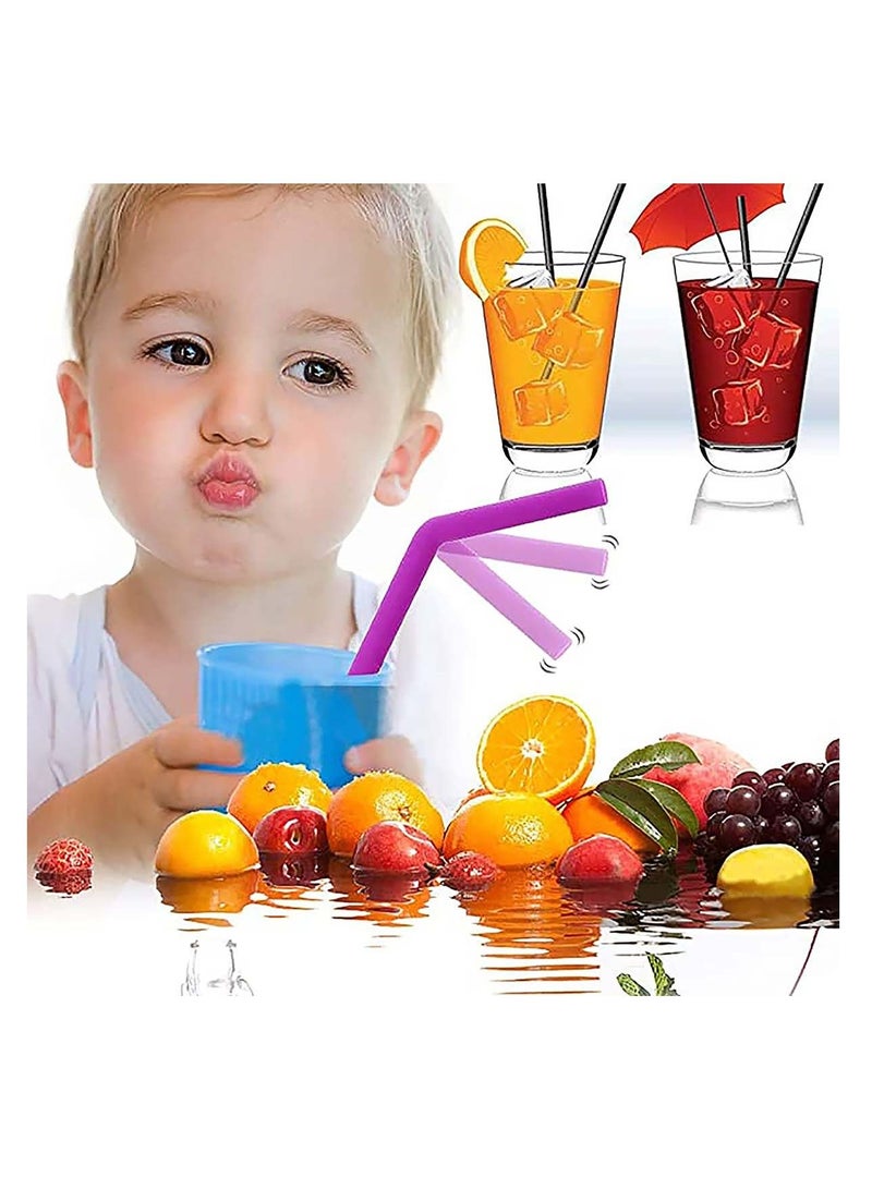12-Pack Reusable Silicone Drinking Straws, Size 8''x10 MM, Including 6 Straight and 6 Bent with 4 Cleaning Brush BPA Free - Perfect For Smoothies, Tea, Juice (With Bag)