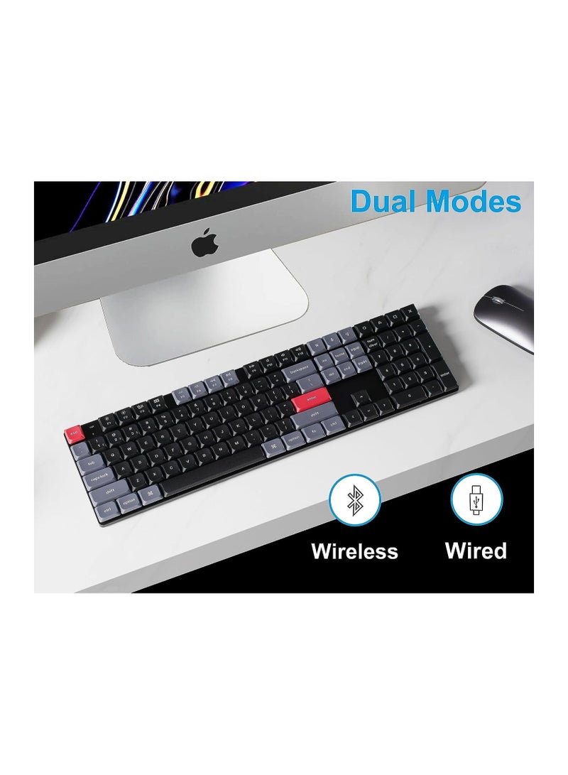 K5 Pro Wireless QMK/VIA Custom Mechanical Keyboard, 100% Full Size Layout 108 Key Programmable, Ultra-Slim White Backlit Low Profile Gateron Brown Switch Bluetooth/Wired for Mac Windows Linux