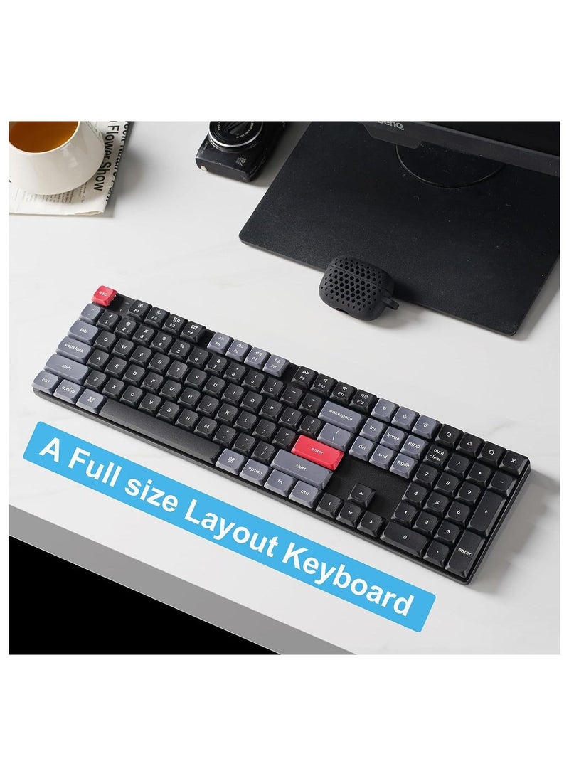 K5 Pro Wireless QMK/VIA Custom Mechanical Keyboard, 100% Full Size Layout 108 Key Programmable, Ultra-Slim White Backlit Low Profile Gateron Brown Switch Bluetooth/Wired for Mac Windows Linux