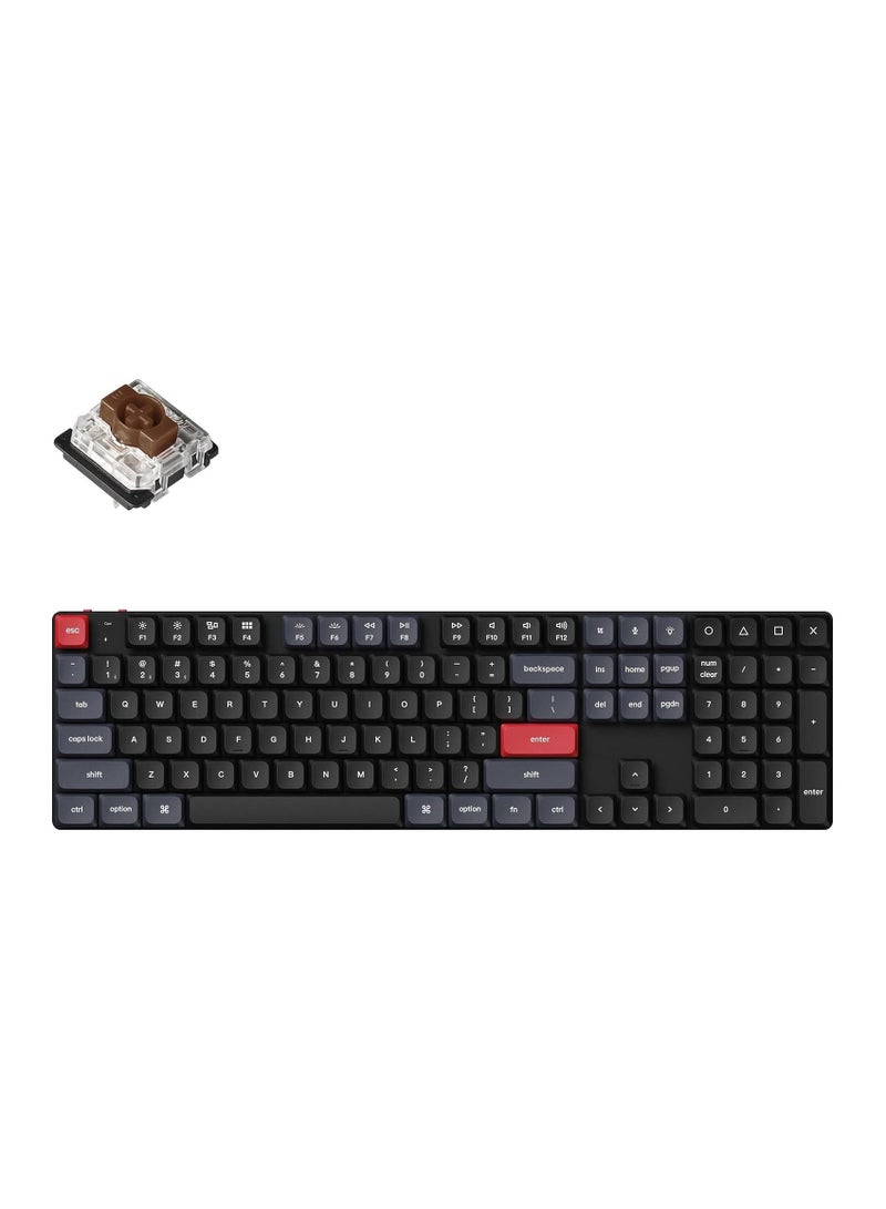 K5 Pro Wireless QMK/VIA Custom Mechanical Keyboard, 100% Full Size Layout 108 Key Programmable, Ultra-Slim White Backlit Low Profile Gateron Brown Switch Bluetooth/Wired for Mac Windows Linux