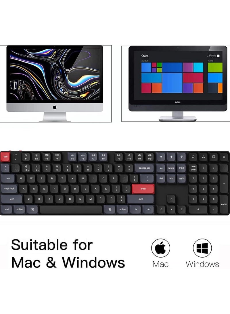 K5 Pro Wireless QMK/VIA Custom Mechanical Keyboard, 100% Full Size Layout 108 Key Programmable, Ultra-Slim White Backlit Low Profile Gateron Brown Switch Bluetooth/Wired for Mac Windows Linux