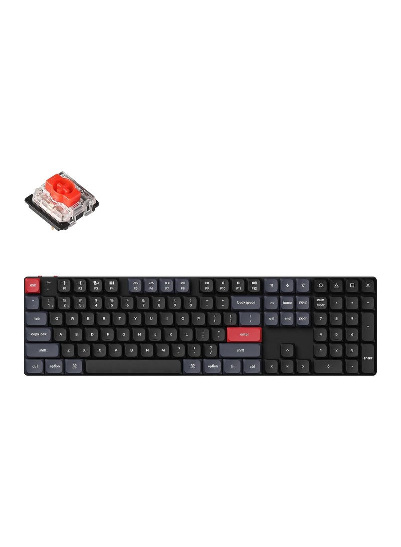 K5 Pro Wireless QMK/VIA Custom Mechanical Keyboard, 100% Full Size Layout 108 Key Programmable, Ultra-Slim White Backlit Low Profile Gateron Red Switch Bluetooth/Wired for Mac Windows Linux