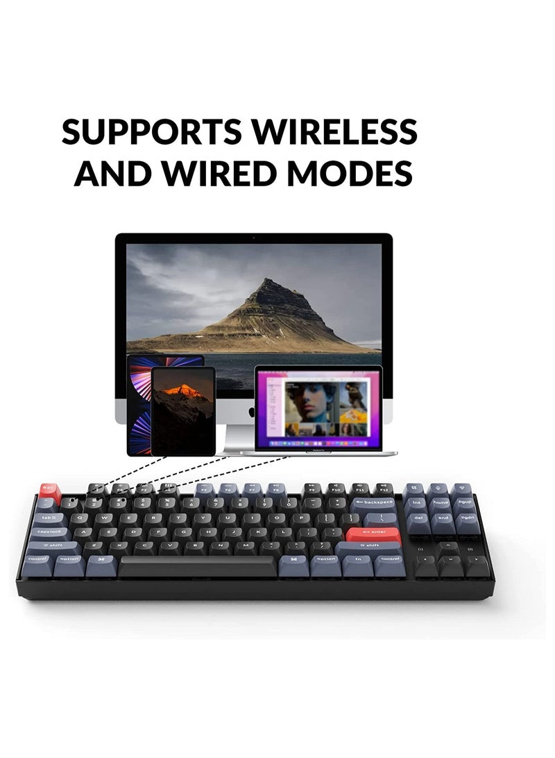 K8 Pro Wireless Custom Mechanical Keyboard, 87 keys QMK/VIA Programmable Bluetooth/Wired White Backlight Tenkeyless with Hot-swappable Gateron G Pro Red Switch Compatible with Mac Windows Linux