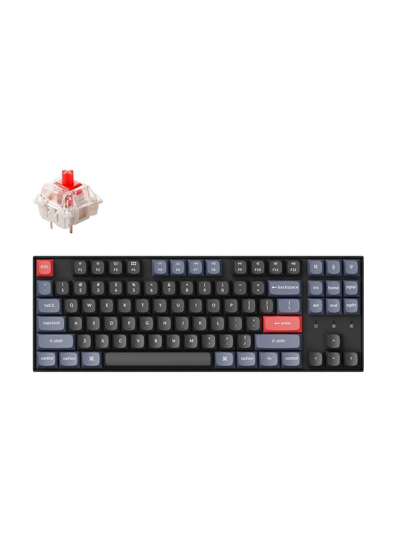 K8 Pro Wireless Custom Mechanical Keyboard, 87 keys QMK/VIA Programmable Bluetooth/Wired White Backlight Tenkeyless with Hot-swappable Gateron G Pro Red Switch Compatible with Mac Windows Linux