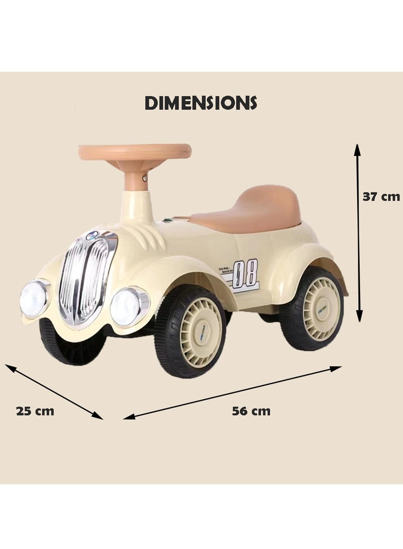 Austin Kids Balancing Ride-On Vintage Car with Steering Wheels - Beige