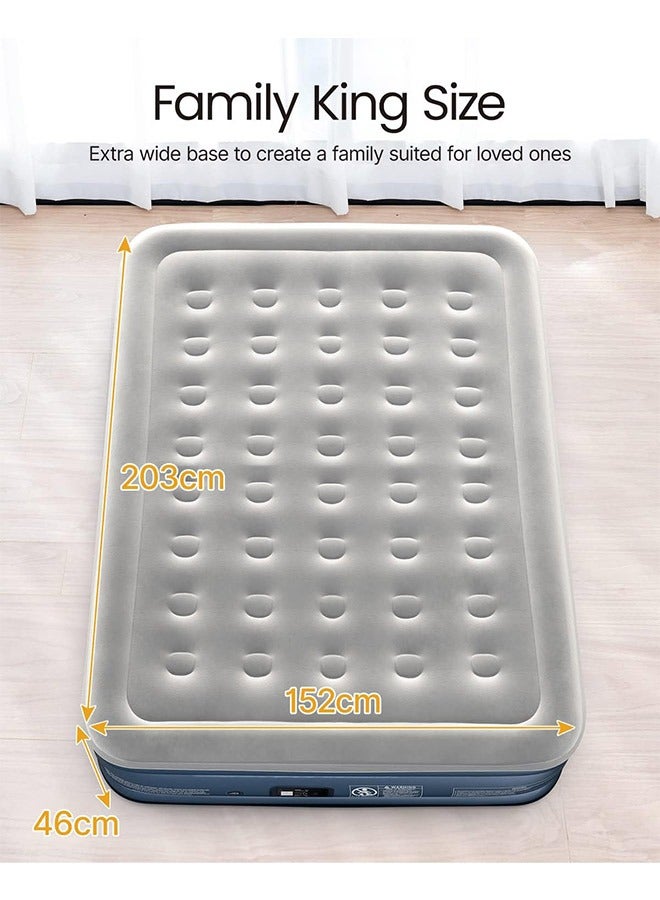 iDOO Air Bed Inflatable Double Mattress with Built-in Electric Pump, 152 x 203 x 46CM Queen, 3 Mins Quick Self-Inflation/Deflation Air Mattress, Portable Blow Up Bed for Camping Travel Home, 295kg MAX