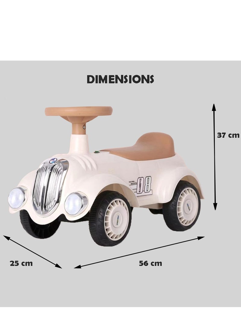 Austin Kids Balancing Ride-On Vintage Car with Steering Wheels - Off White