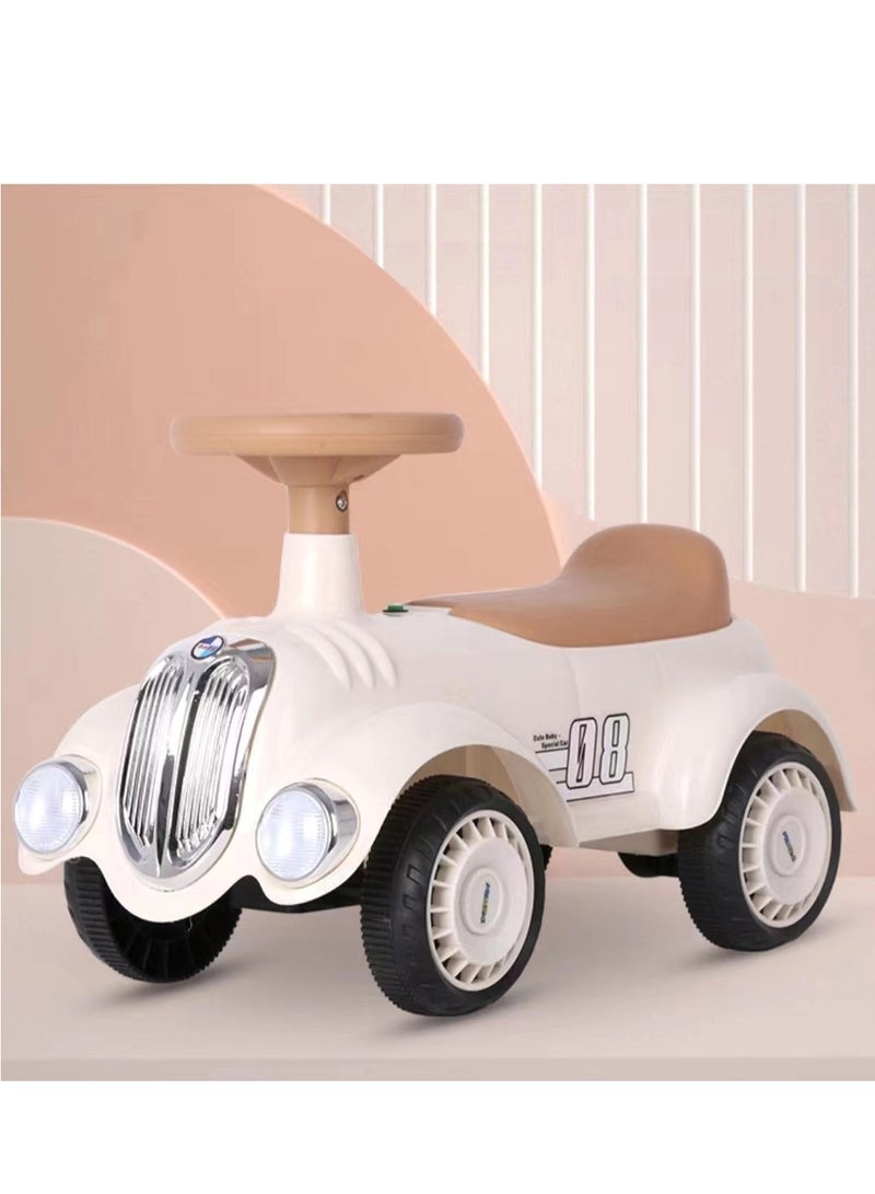 Austin Kids Balancing Ride-On Vintage Car with Steering Wheels - Off White