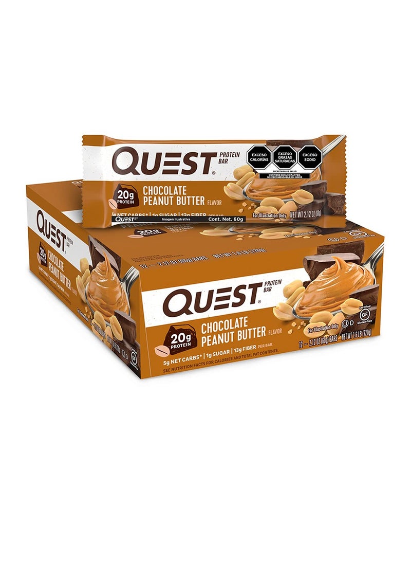 Protein Bar Chocolate Peanut Butter 60g Pack of 12