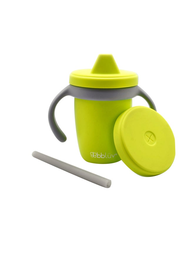 4 In 1 Silicone Toddler Straw Sippy Cup With Lid And Straw, Lime