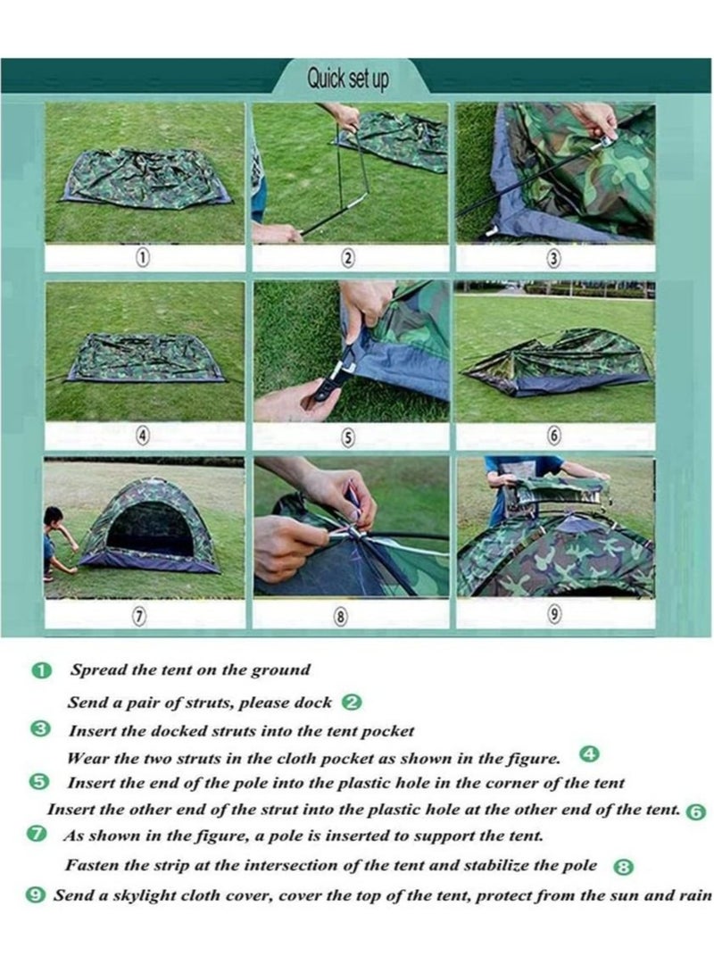 Outdoor Travel Camping 1-2 People Camouflage Multifunction Rainning Proof Tent - Bottom Black / Silver