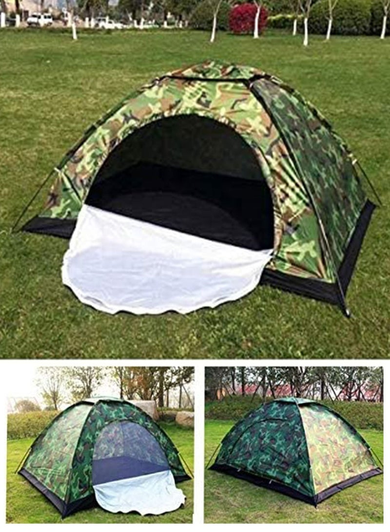 Outdoor Travel Camping 1-2 People Camouflage Multifunction Rainning Proof Tent - Bottom Black / Silver