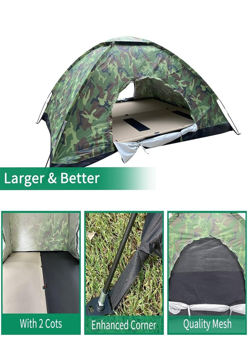 Outdoor Travel Camping 1-2 People Camouflage Multifunction Rainning Proof Tent - Bottom Black / Silver