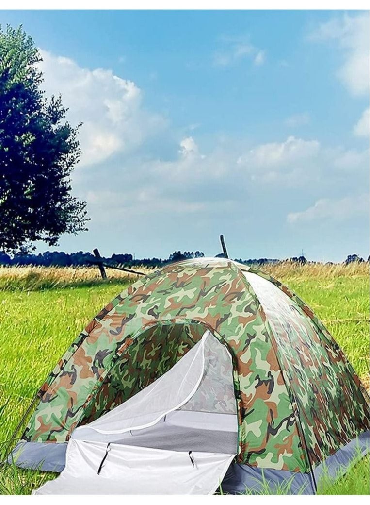 Outdoor Travel Camping 1-2 People Camouflage Multifunction Rainning Proof Tent - Bottom Black / Silver