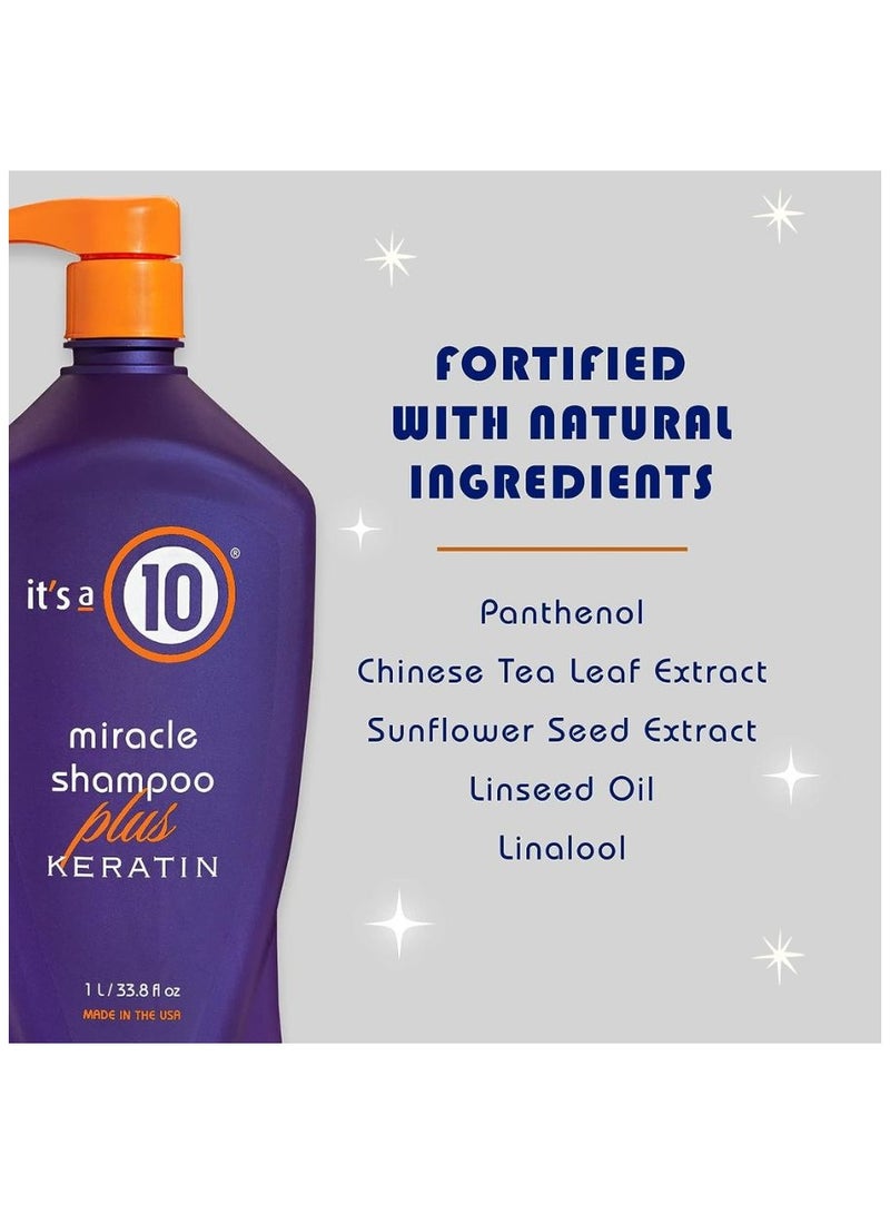 Haircare Miracle Shampoo Plus Keratin, Keratin protein, Color protection, Heat styling protection, Bouncier, softer hair 33.8 fl Oz
