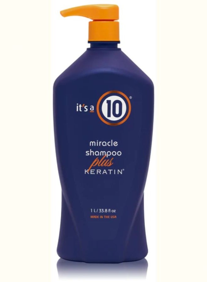 Haircare Miracle Shampoo Plus Keratin, Keratin protein, Color protection, Heat styling protection, Bouncier, softer hair 33.8 fl Oz