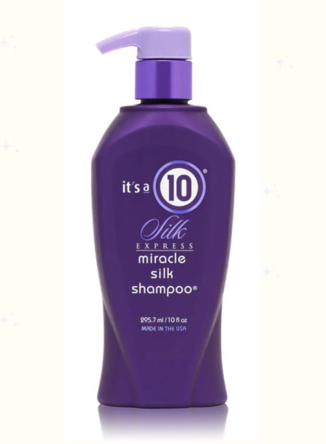 Haircare Silk Express Miracle Silk Shampoo, Hair Softness and Luster, Silk Protein Benefits, Heat Damage Protection, Smooth and Manageable Hair, 10 fl. Oz
