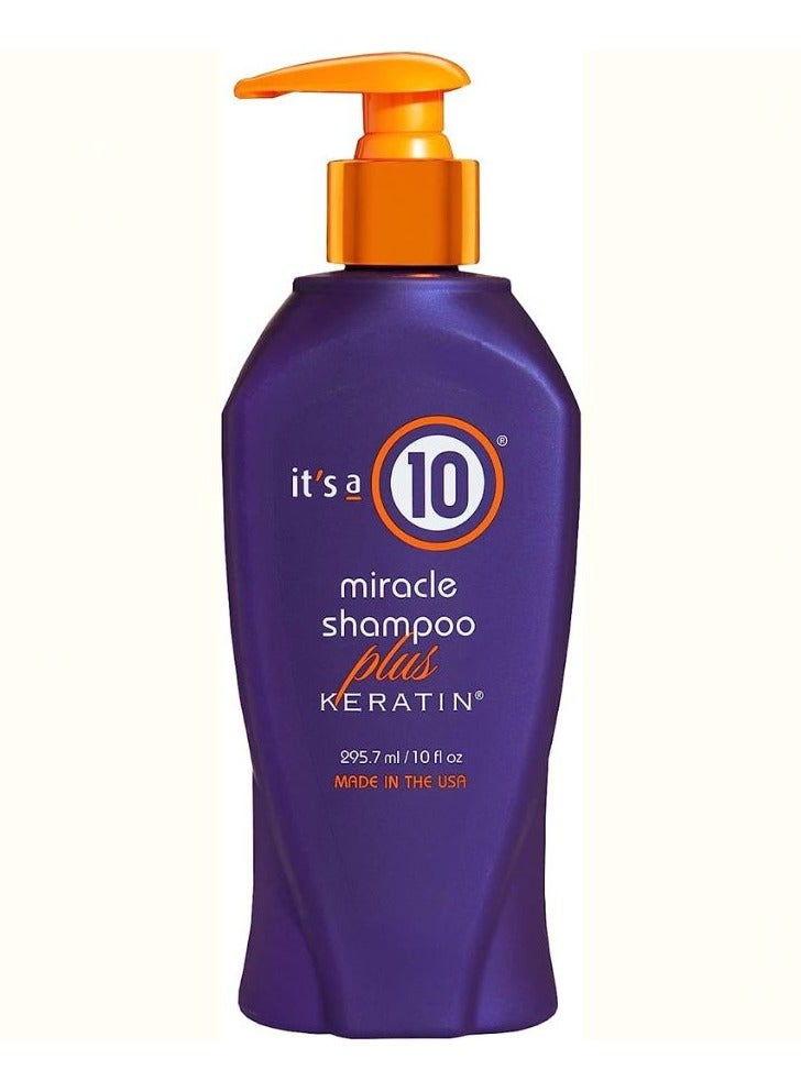 Haircare Miracle Shampoo Plus Keratin, Keratin protein, Color protection, Heat styling protection, Bouncier, softer hair 10 fl oz