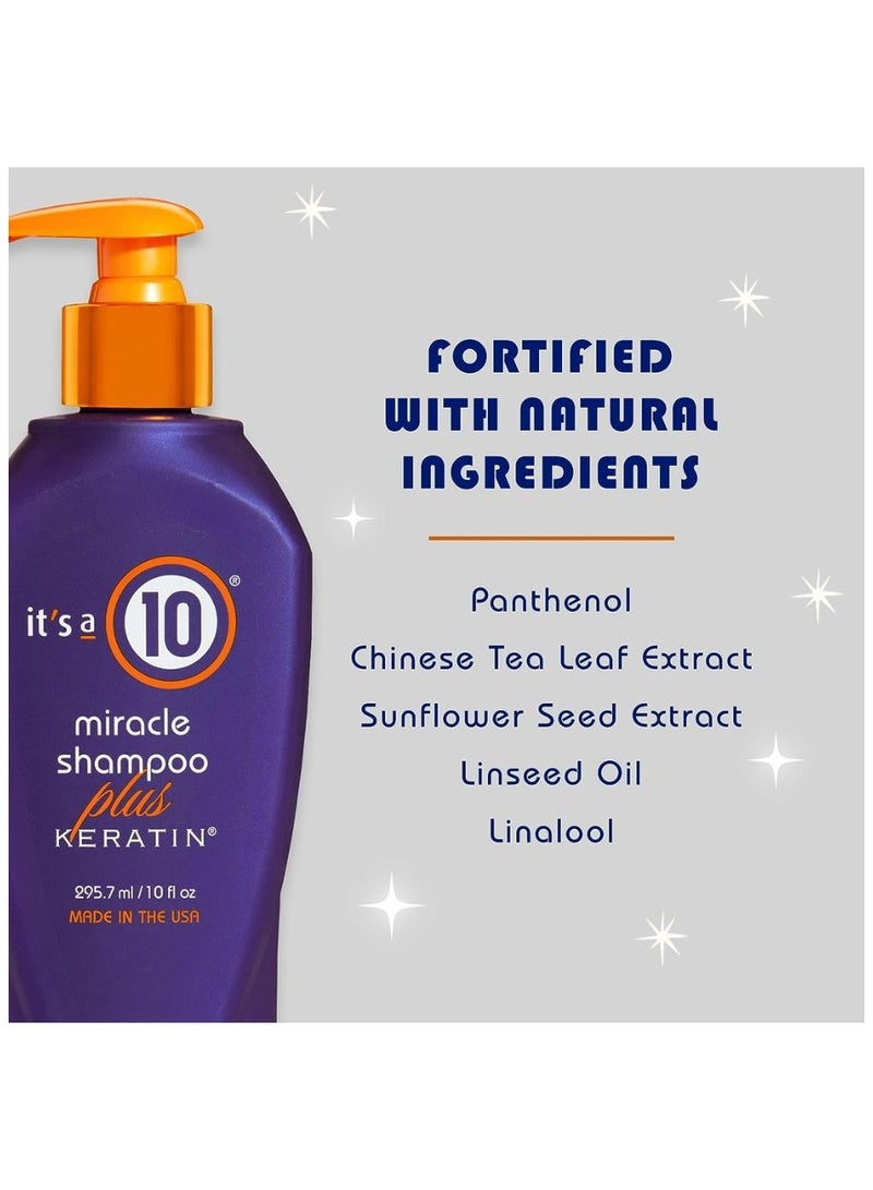 Haircare Miracle Shampoo Plus Keratin, Keratin protein, Color protection, Heat styling protection, Bouncier, softer hair 10 fl oz