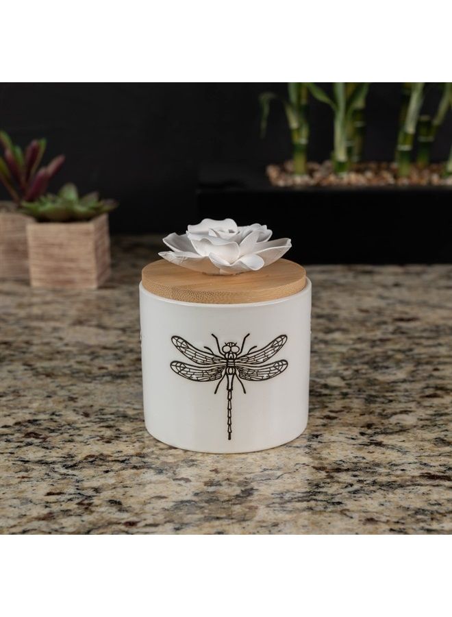 Scentsationals Ceramic Flower Passive Diffuser - Dragonfly Aesthetic Scented Essential Oils - Small Aromatherapy Aroma Diffuser - Electric Fragrance Home Air Freshener Decor (Simplicity)
