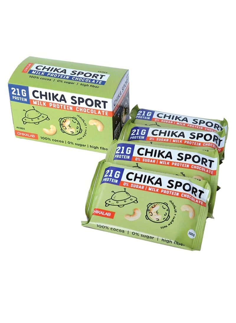 Chika Sport Protein Milk Chocolate 1 Box (4 x 100g)
