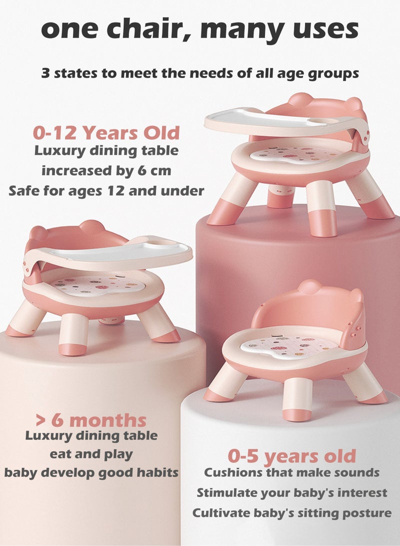 Baby Adjustable Height Dining Chair, with PVC Cushion, will Make Funny Whistle Sounds, Suitable for 0-8 Years Old, Can Bear 100 Catties