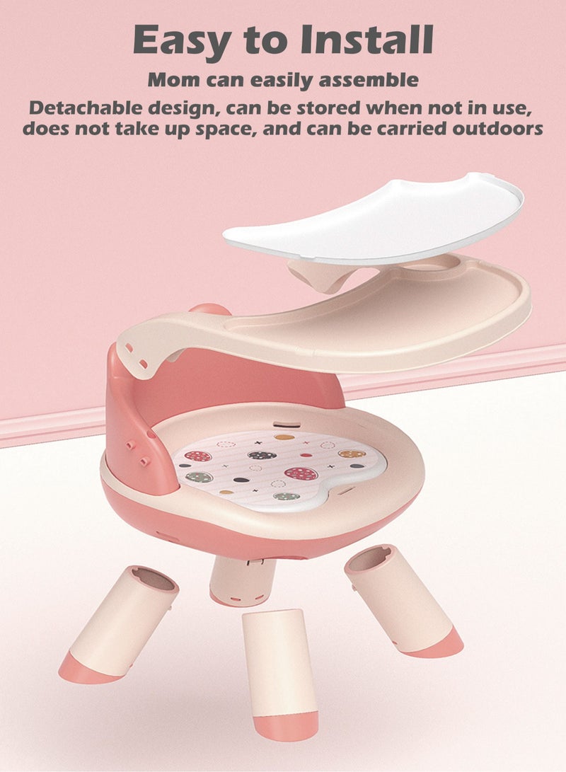 Baby Adjustable Height Dining Chair, with PVC Cushion, will Make Funny Whistle Sounds, Suitable for 0-8 Years Old, Can Bear 100 Catties