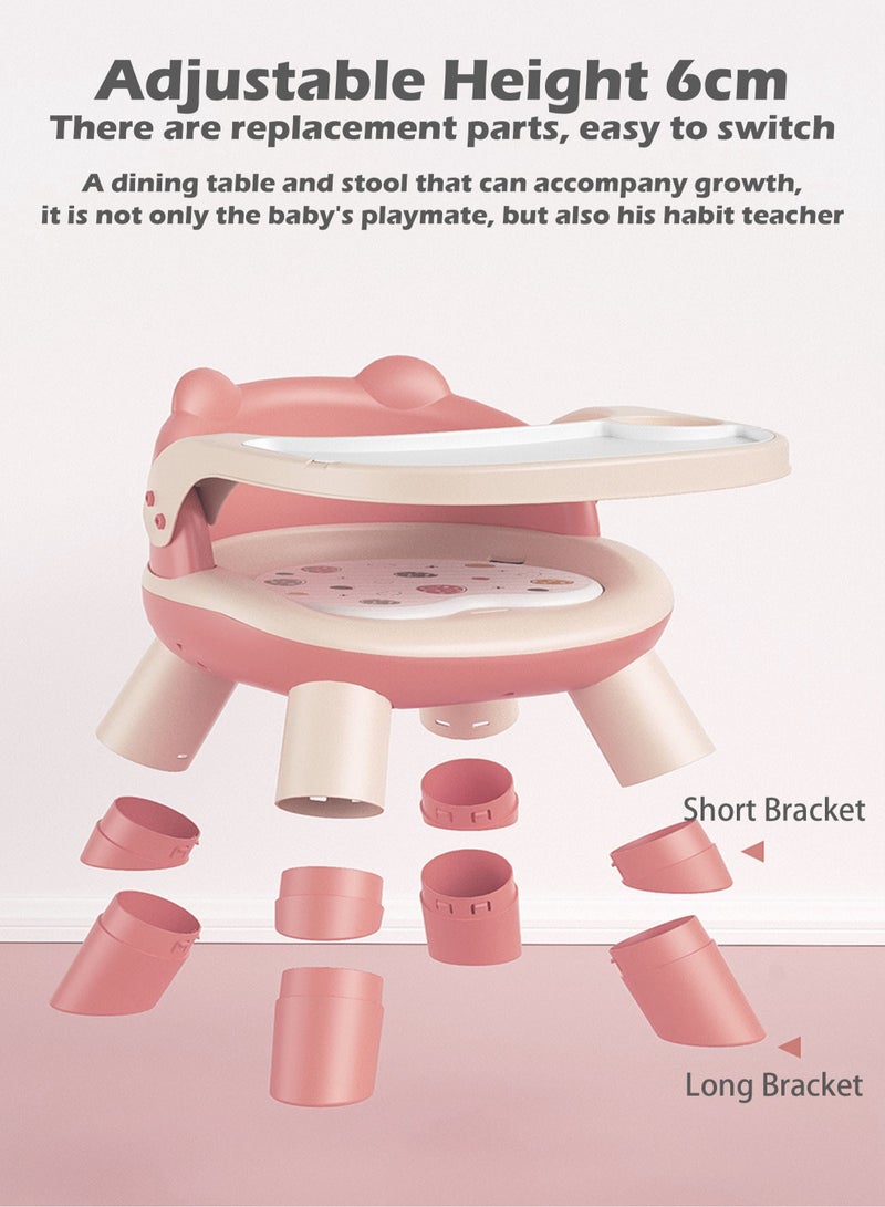 Baby Adjustable Height Dining Chair, with PVC Cushion, will Make Funny Whistle Sounds, Suitable for 0-8 Years Old, Can Bear 100 Catties