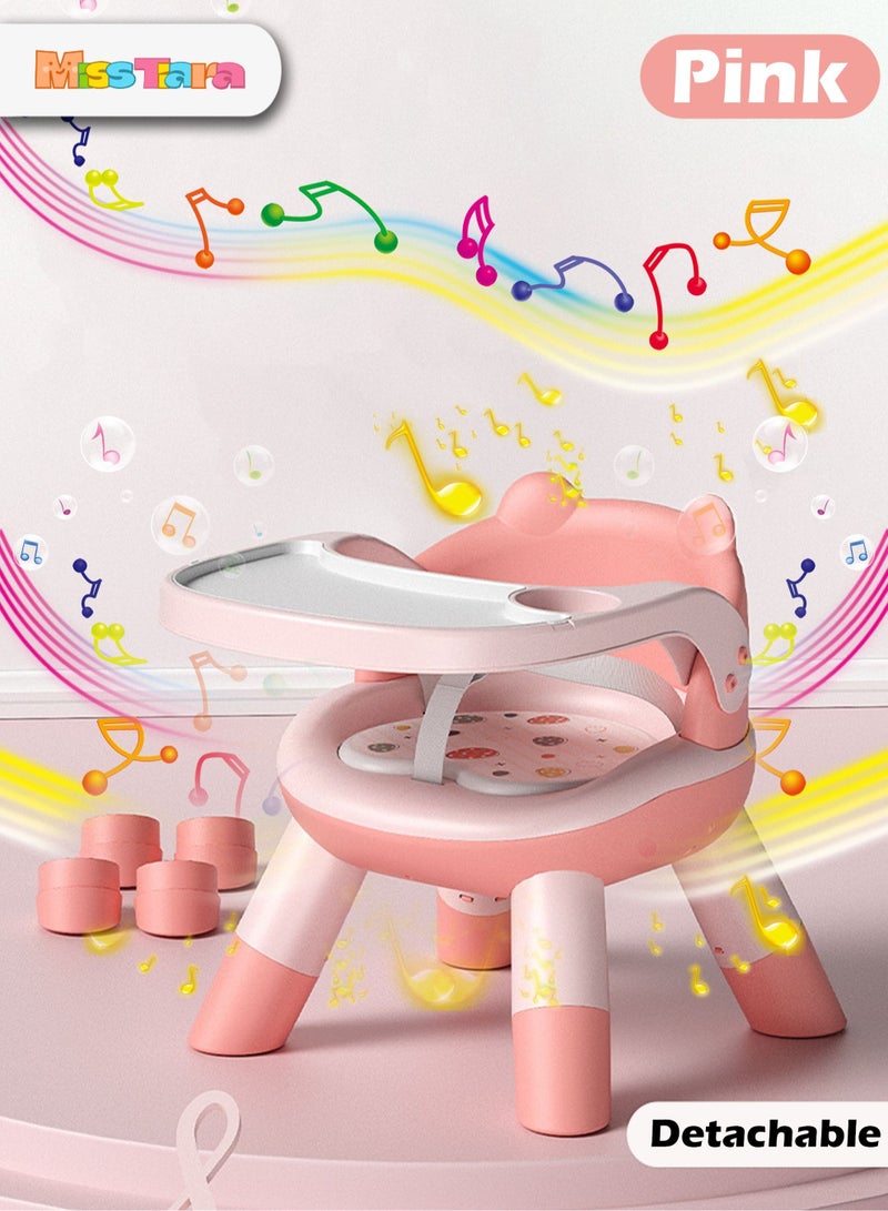 Baby Adjustable Height Dining Chair, with PVC Cushion, will Make Funny Whistle Sounds, Suitable for 0-8 Years Old, Can Bear 100 Catties