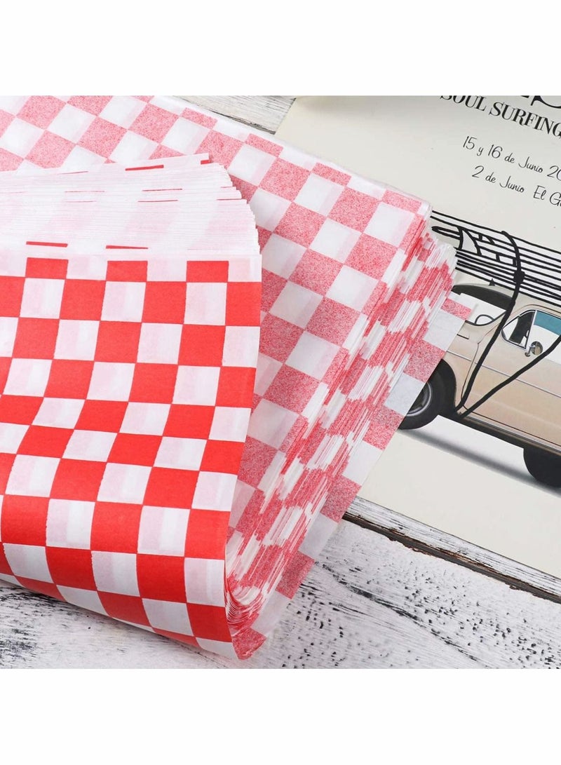 100 Sheets Disposable Greaseproof Paper Sheets Sandwich Wrap Paper for French Fries Burgers Cakes, Concession Stand, Carnival, Party, Cheese, Basket Liner, Fast Food, Deli Paper Sheets