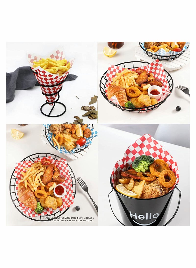 100 Sheets Disposable Greaseproof Paper Sheets Sandwich Wrap Paper for French Fries Burgers Cakes, Concession Stand, Carnival, Party, Cheese, Basket Liner, Fast Food, Deli Paper Sheets