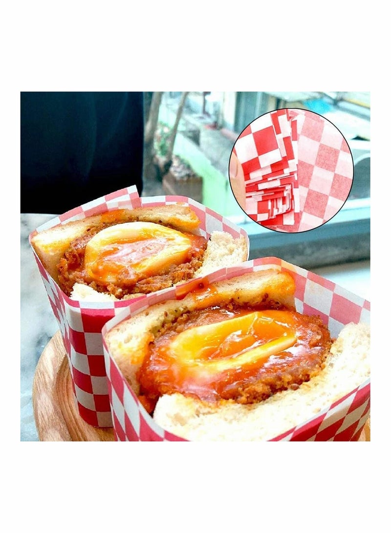 100 Sheets Disposable Greaseproof Paper Sheets Sandwich Wrap Paper for French Fries Burgers Cakes, Concession Stand, Carnival, Party, Cheese, Basket Liner, Fast Food, Deli Paper Sheets