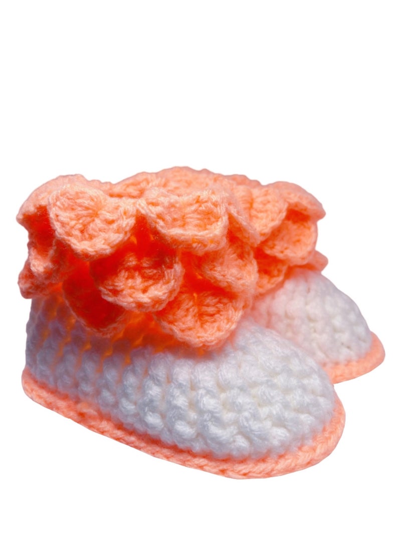 Unique Pattern Toddler Boots for Girls In Orange Color (3 inch sole)