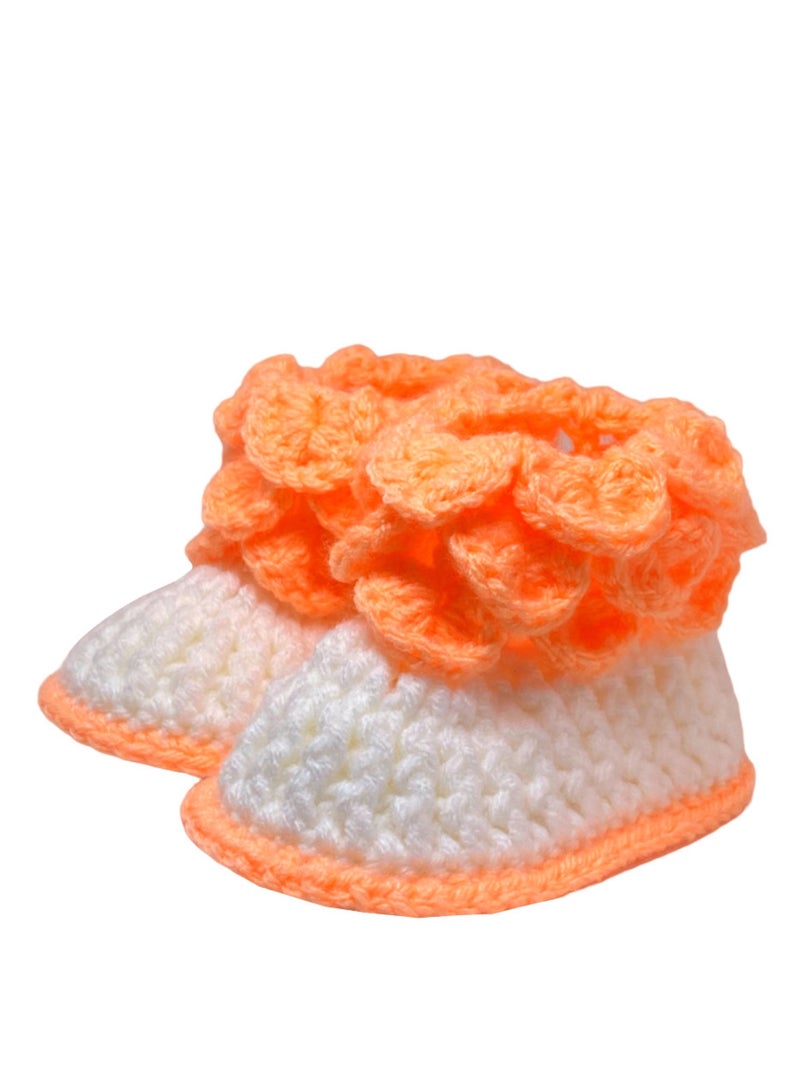Unique Pattern Toddler Boots for Girls In Orange Color (3 inch sole)