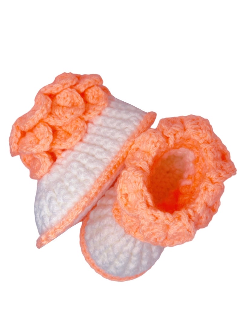 Unique Pattern Toddler Boots for Girls In Orange Color (3 inch sole)