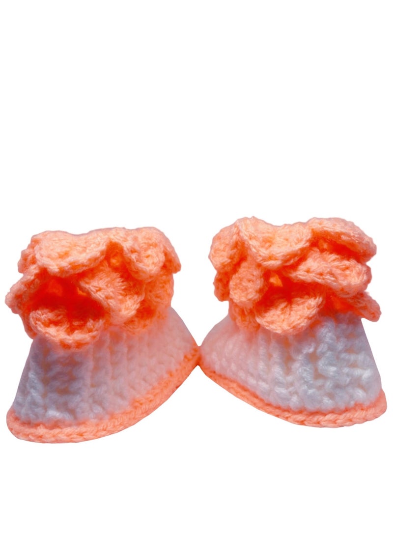 Unique Pattern Toddler Boots for Girls In Orange Color (3 inch sole)