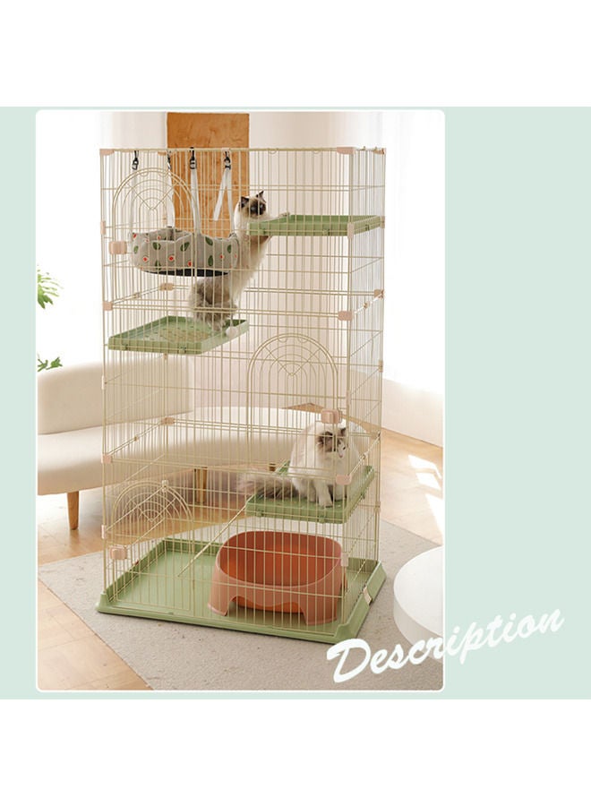 4-Tier Large Wire Cat Cage,Cat Crate for Indoor Cats with 3 Doors & 1 Ladders & 3 Platforms (Green(84 * 60 * 161cm))