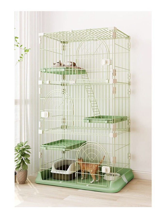 4-Tier Large Wire Cat Cage,Cat Crate for Indoor Cats with 3 Doors & 1 Ladders & 3 Platforms (Green(84 * 60 * 161cm))