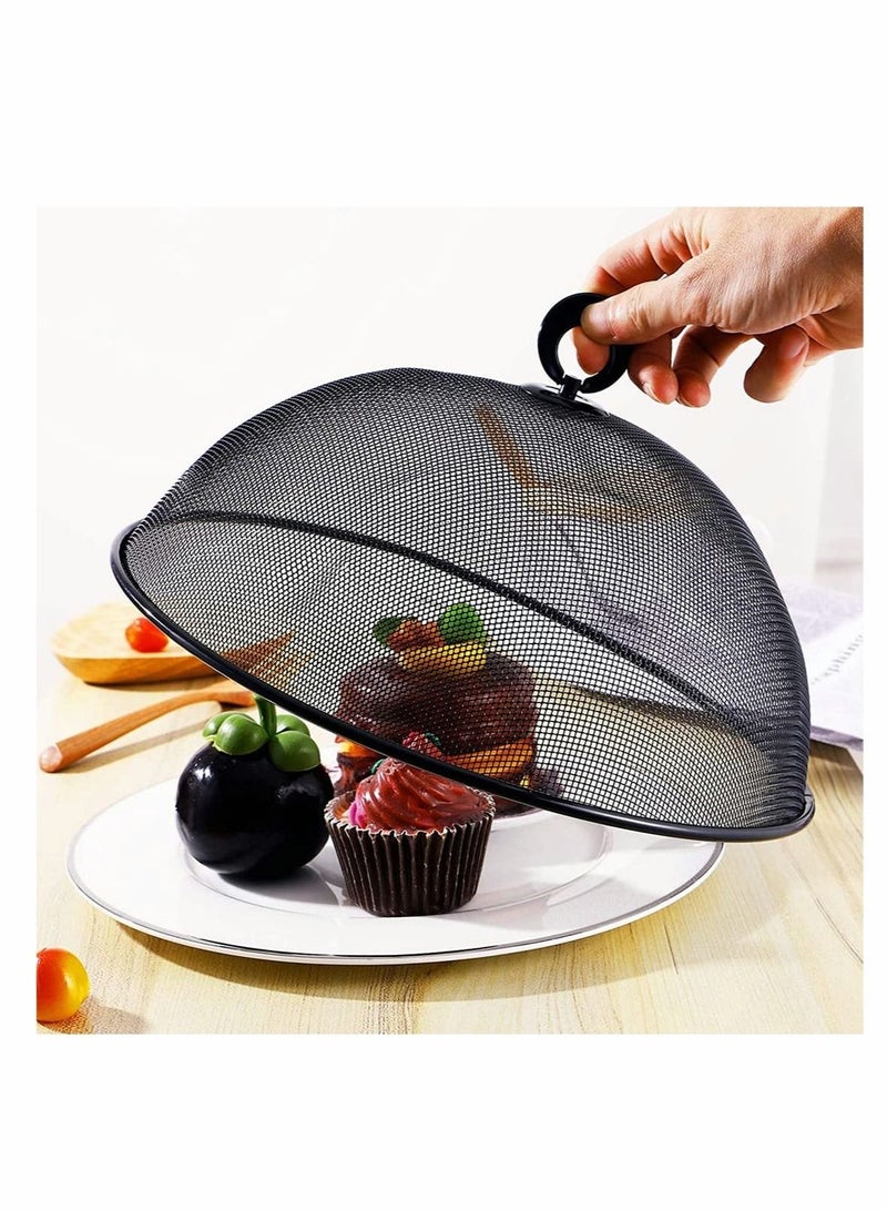 Mesh Food Cover, Stainless Steel Mesh Screen Food Tent Dining Table Round Umbrella Reusable Outdoor Picnic Food Lid Anti Fly Bugs Mosquitoes, 11.8Inch(Black)