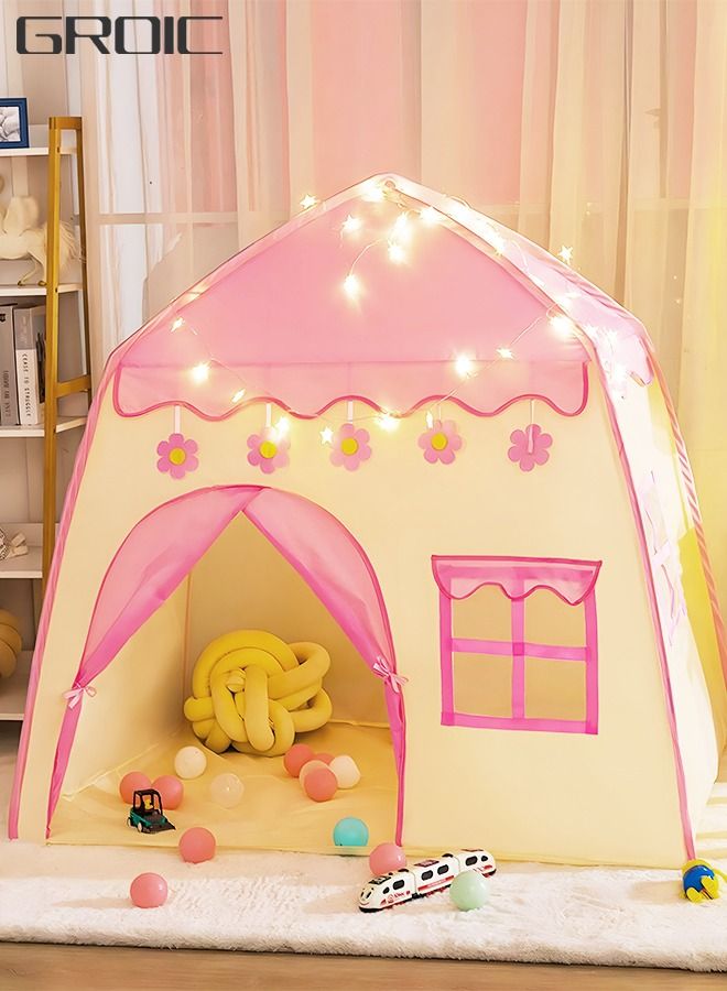 Kids Play Tent Playhouse with Star Lights, Large Fairy Playhouse with Star Lights Fairy Play House Indoor and Outdoor Toddler Tent, Easy Setup Gift for Children 51