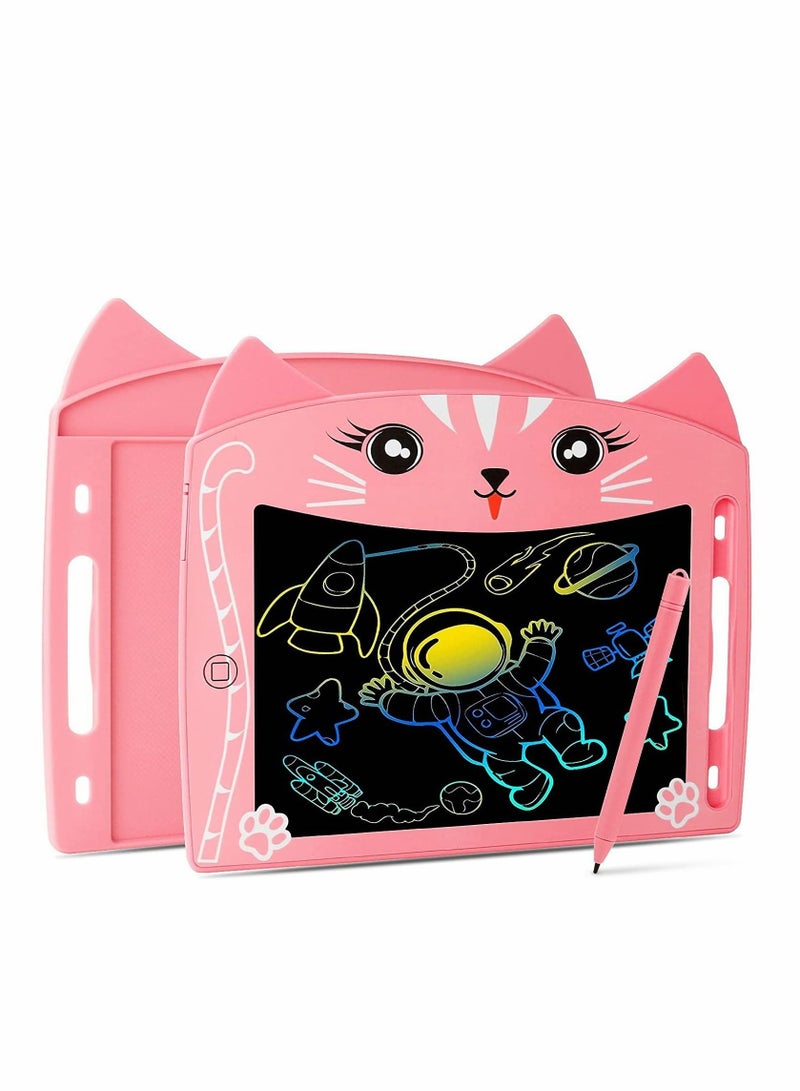 Doodle Board, LCD Writing Tablets with Lock Function 8.5 Inch Drawing Pad Colorful Screen Doodle Learning Board for Preschool Kids Educational Toys Erasable Toys Blackboard Drawing Board (Cat Pink)
