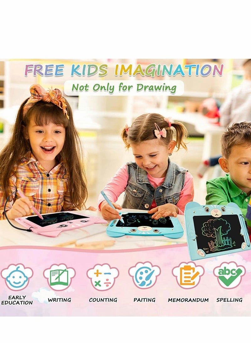 Doodle Board, LCD Writing Tablets with Lock Function 8.5 Inch Drawing Pad Colorful Screen Doodle Learning Board for Preschool Kids Educational Toys Erasable Toys Blackboard Drawing Board (Cat Pink)