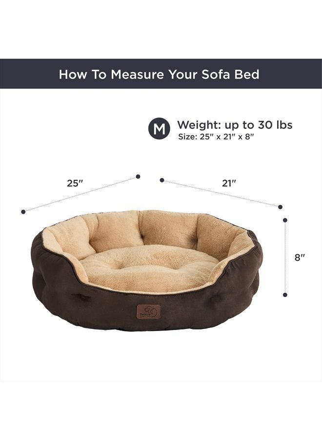 Dog Beds for Small Dogs - Round Cat Beds for Indoor Cats, Washable Pet Bed for Puppy and Kitten with Slip-Resistant Bottom, 25 Inches, Misty Lilac